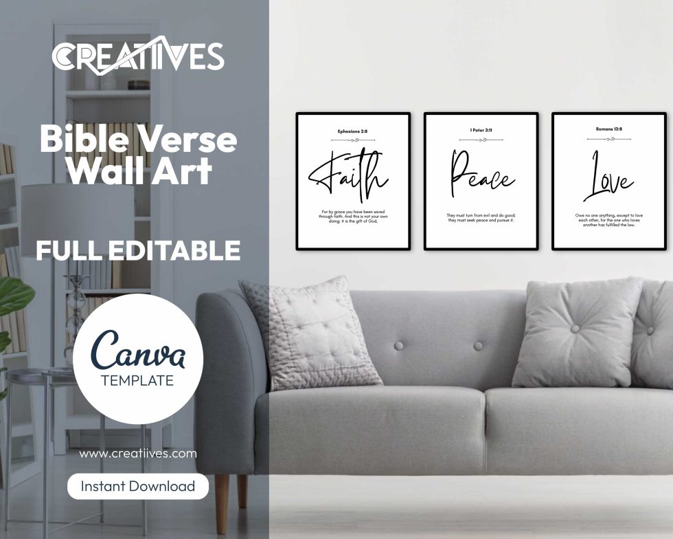 Bible Verse Printable Set, Modern Christian Printable Wall Art